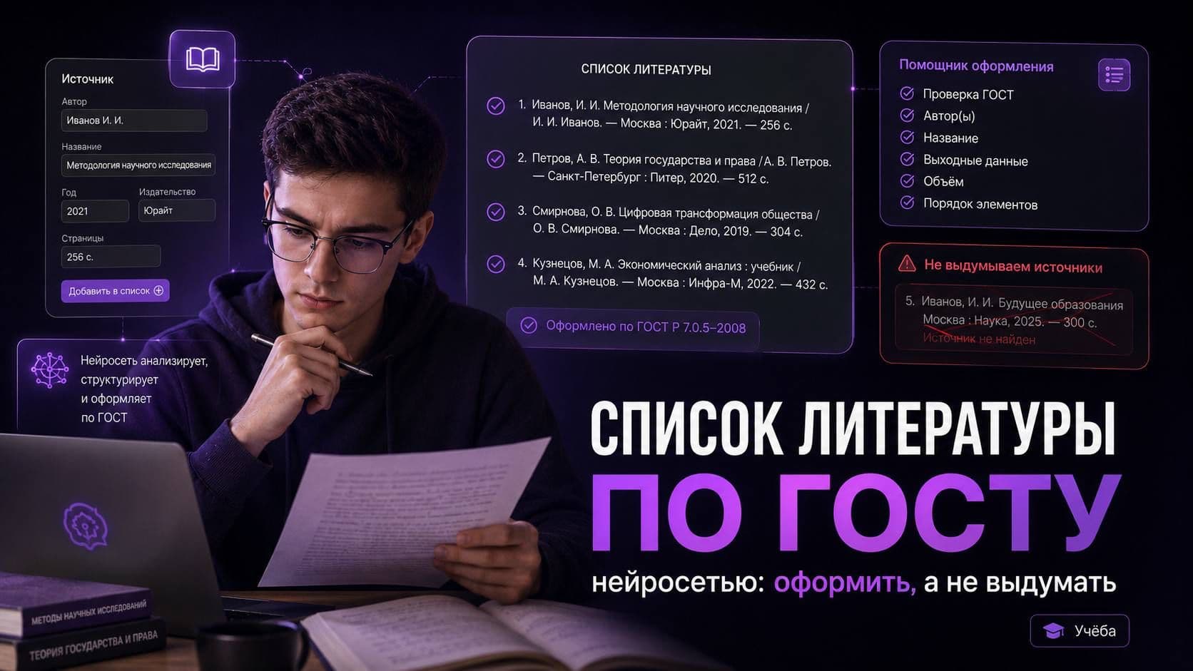 Список литературы по ГОСТу нейросетью: оформить, а не выдумать