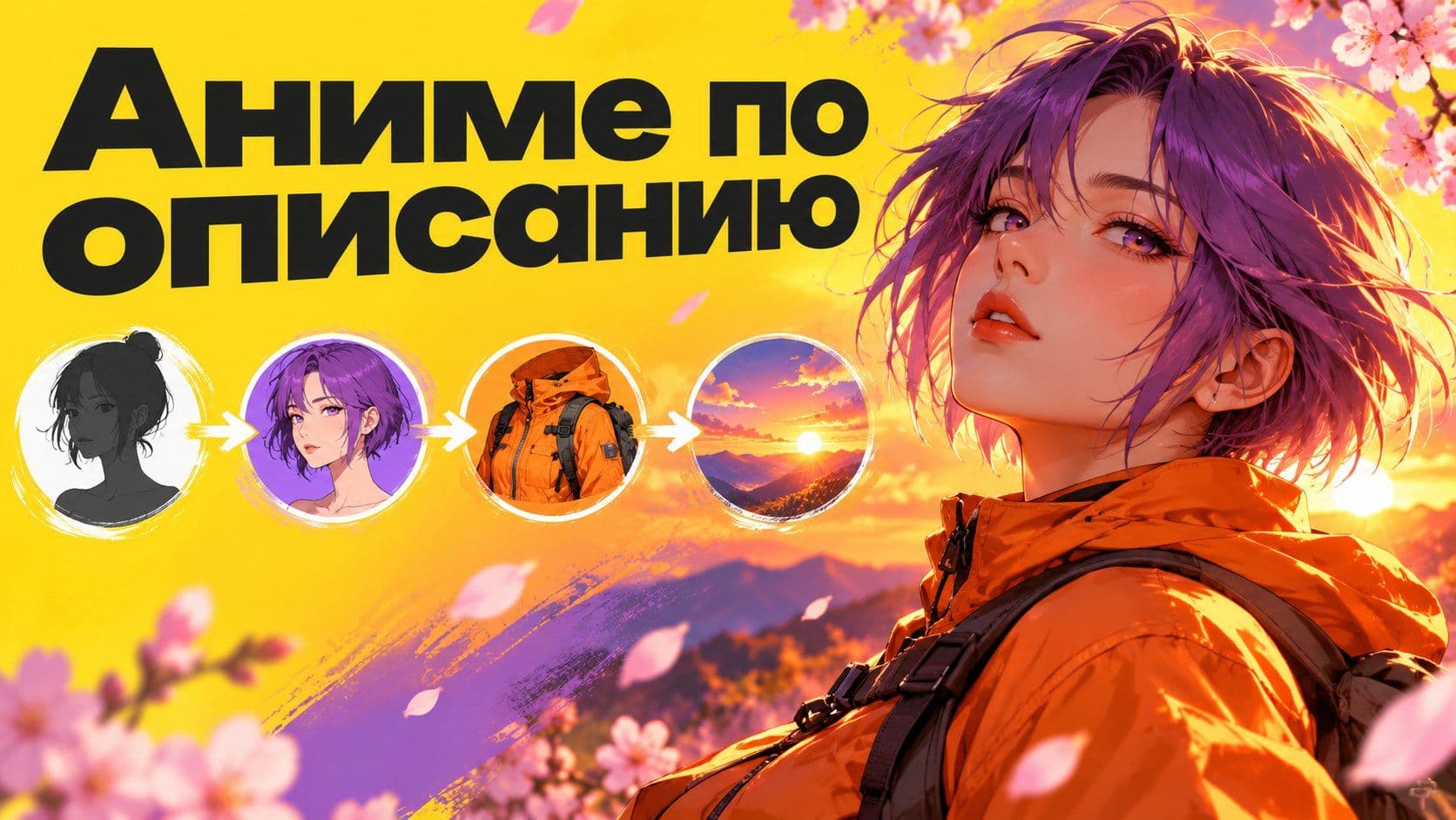 Нейросеть рисует аниме: два слова дали школьницу под сакурой